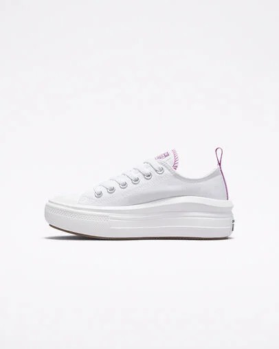 Converse Chuck Taylor All Star Move Platform Kids' Canvas Shoes White / Purple USA | C-27439819