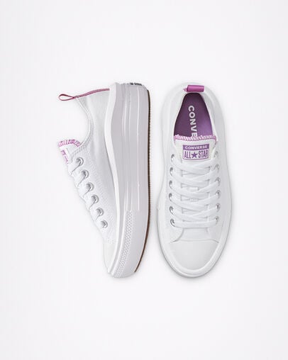 Converse Chuck Taylor All Star Move Platform Kids' Canvas Shoes White / Purple USA | C-27439819