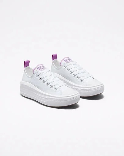 Converse Chuck Taylor All Star Move Platform Kids' Canvas Shoes White / Purple USA | C-27439819