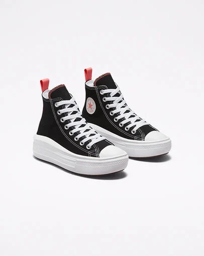 Converse Chuck Taylor All Star Move Platform Kids' Canvas Shoes Black / Pink Light Blue / White USA | C-92815469