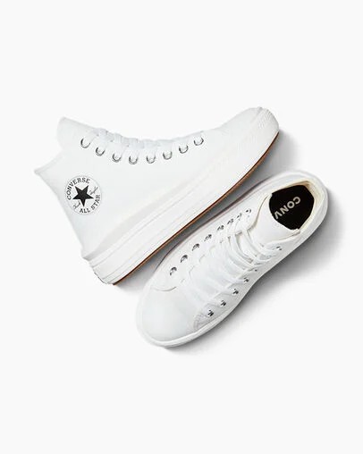 Converse Chuck Taylor All Star Move Women Platform Shoes White / Beige White / Black USA | C-83529609