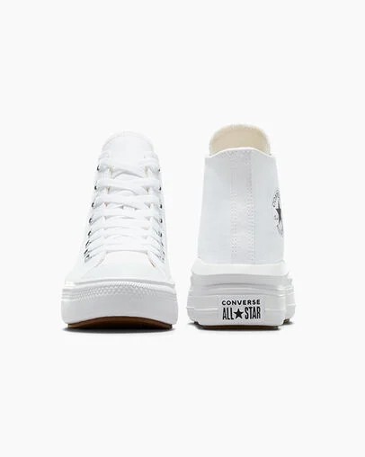 Converse Chuck Taylor All Star Move Women Platform Shoes White / Beige White / Black USA | C-83529609