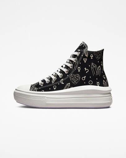 Converse Chuck Taylor All Star Move Women Platform Shoes Black / Beige White USA | C-21056739