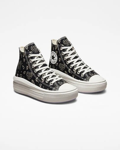 Converse Chuck Taylor All Star Move Women Platform Shoes Black / Beige White USA | C-21056739