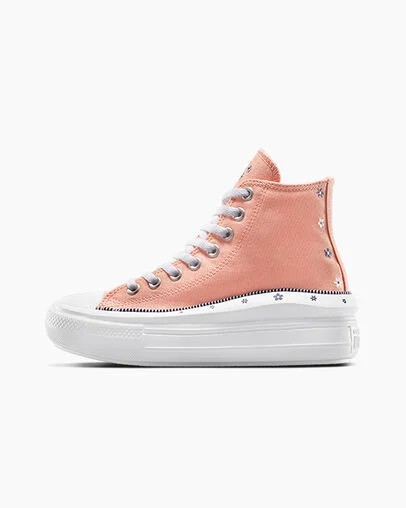 Converse Chuck Taylor All Star Move Women Platform Shoes Coral / White USA | C-86143059