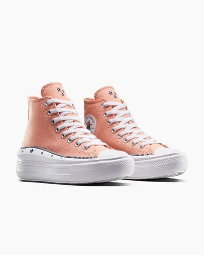 Converse Chuck Taylor All Star Move Women Platform Shoes Coral / White USA | C-86143059