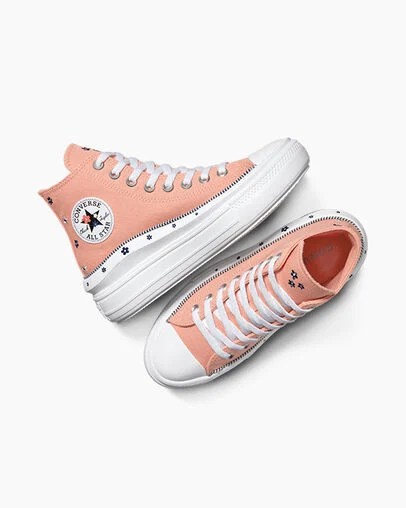Converse Chuck Taylor All Star Move Women Platform Shoes Coral / White USA | C-86143059