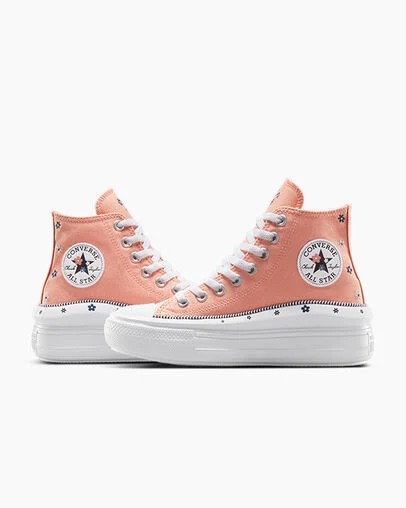 Converse Chuck Taylor All Star Move Women Platform Shoes Coral / White USA | C-86143059