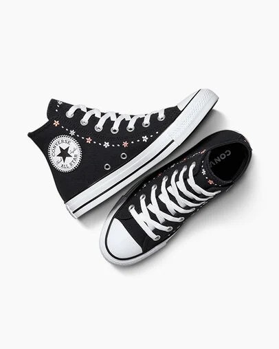 Converse Chuck Taylor All Star Petite Petals Women Sneakers Black / White USA | C-85190279