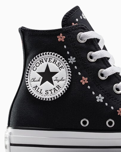 Converse Chuck Taylor All Star Petite Petals Women Sneakers Black / White USA | C-85190279