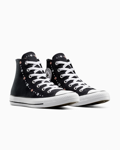 Converse Chuck Taylor All Star Petite Petals Women Sneakers Black / White USA | C-47650929
