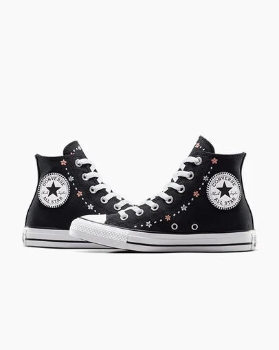 Converse Chuck Taylor All Star Petite Petals Women Sneakers Black / White USA | C-47650929
