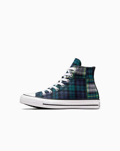 Converse Chuck Taylor All Star Plaid Kids' Sneakers Green / Navy / White USA | C-60532919