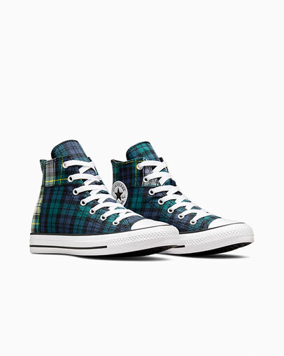 Converse Chuck Taylor All Star Plaid Kids' Sneakers Green / Navy / White USA | C-60532919