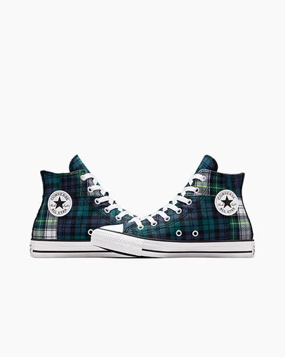 Converse Chuck Taylor All Star Plaid Kids' Sneakers Green / Navy / White USA | C-60532919