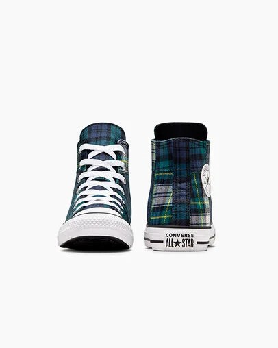 Converse Chuck Taylor All Star Plaid Kids' Sneakers Green / Navy / White USA | C-60532919