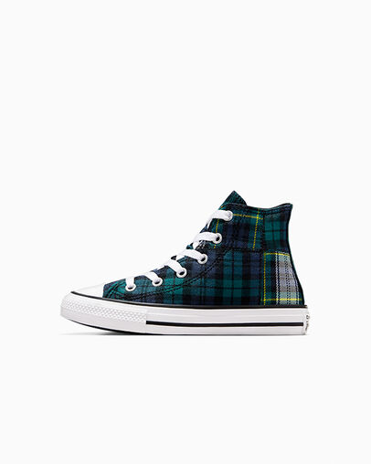 Converse Chuck Taylor All Star Plaid Kids' Sneakers Green / Navy / White USA | C-27830619