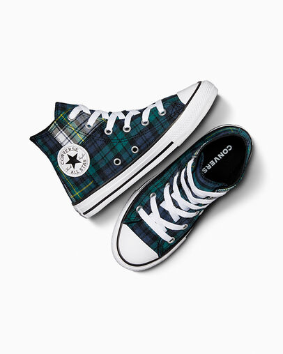 Converse Chuck Taylor All Star Plaid Kids' Sneakers Green / Navy / White USA | C-27830619