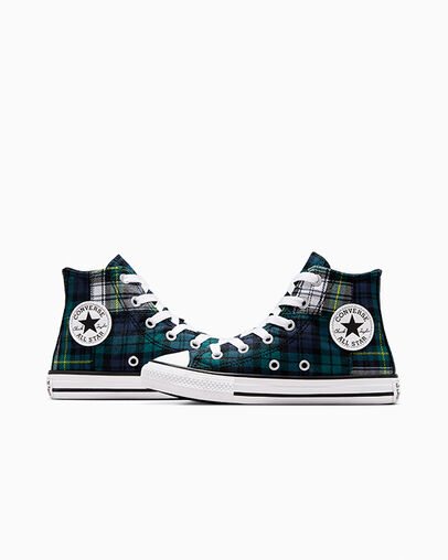 Converse Chuck Taylor All Star Plaid Kids' Sneakers Green / Navy / White USA | C-27830619