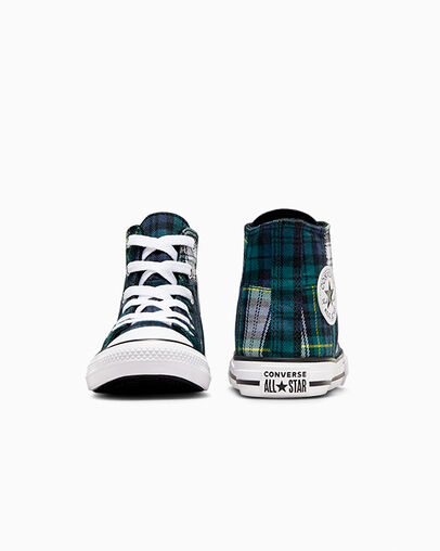 Converse Chuck Taylor All Star Plaid Kids' Sneakers Green / Navy / White USA | C-27830619