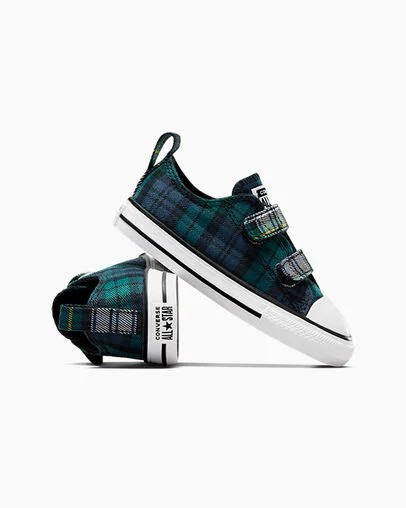 Converse Chuck Taylor All Star Plaid Kids' Sneakers Green / Navy / White USA | C-05792819