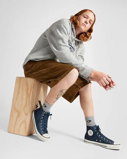 Converse Chuck Taylor All Star Pro Suede Women Skate Shoes Navy / Black USA | C-82973019