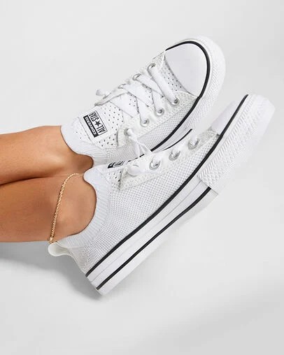 Converse Chuck Taylor All Star Shoreline Knit Women Slip On Shoes White / Black USA | C-57603289