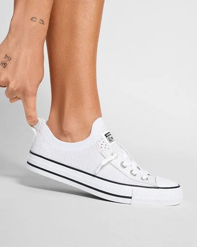 Converse Chuck Taylor All Star Shoreline Knit Women Slip On Shoes White / Black USA | C-57603289