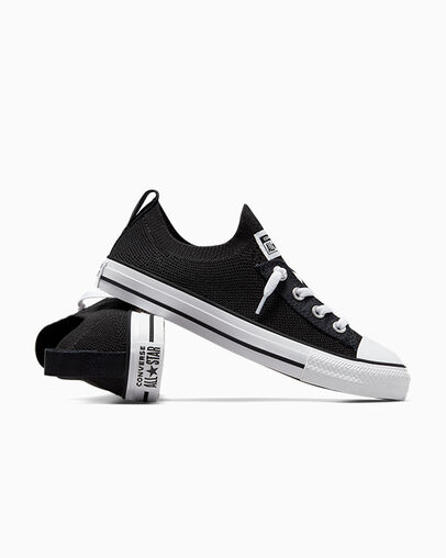 Converse Chuck Taylor All Star Shoreline Knit Women Slip On Shoes Black / White USA | C-27693089