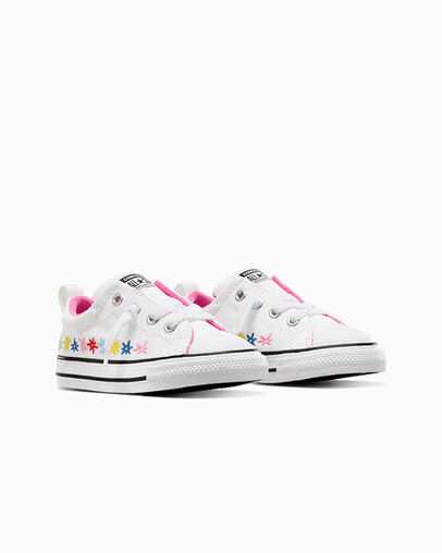 Converse Chuck Taylor All Star Street Embroidered Flowers Kids' Sneakers White / Pink USA | C-03198259