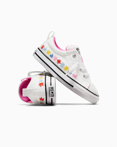 Converse Chuck Taylor All Star Street Embroidered Flowers Kids' Sneakers White / Pink USA | C-03198259