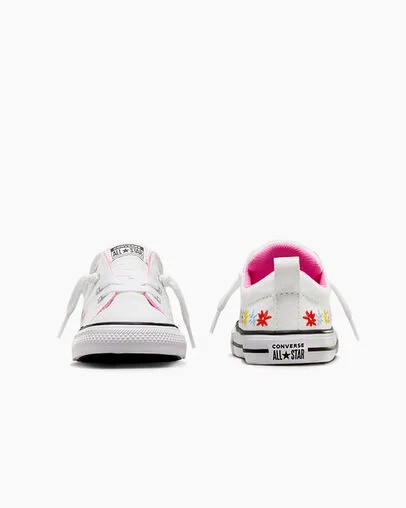 Converse Chuck Taylor All Star Street Embroidered Flowers Kids' Sneakers White / Pink USA | C-03198259