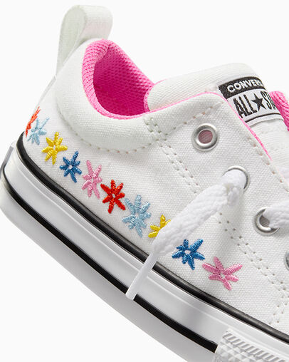Converse Chuck Taylor All Star Street Embroidered Flowers Kids' Sneakers White / Pink USA | C-03198259