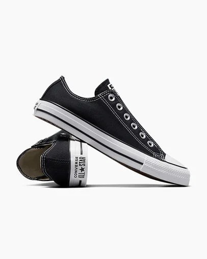 Converse Chuck Taylor All Star Women Slip On Shoes Black / White USA | C-48612509