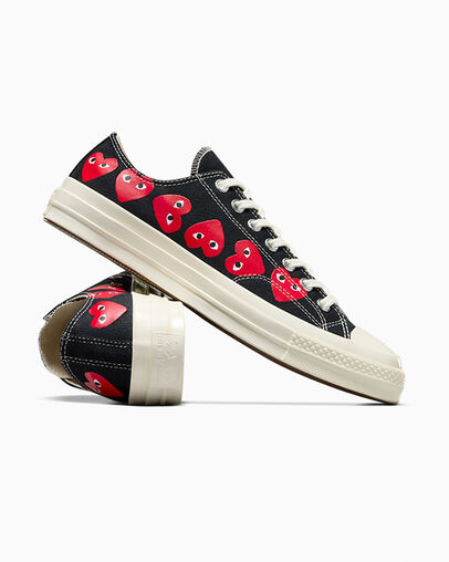 Converse Converse x PLAY Comme des Garçons Chuck 70 Multi Heart Women Sneakers Black / Red USA | C-10583279