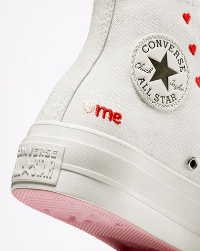 Converse Crafted With Love Chuck Taylor All Star Lift Women Sneakers White / Red USA | C-29680179