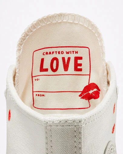 Converse Crafted With Love Chuck Taylor All Star Lift Women Sneakers White / Red USA | C-29680179