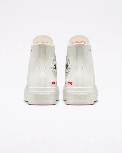 Converse Crafted With Love Chuck Taylor All Star Lift Women Sneakers White / Red USA | C-29680179