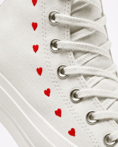 Converse Crafted With Love Chuck Taylor All Star Lift Women Sneakers White / Red USA | C-29680179