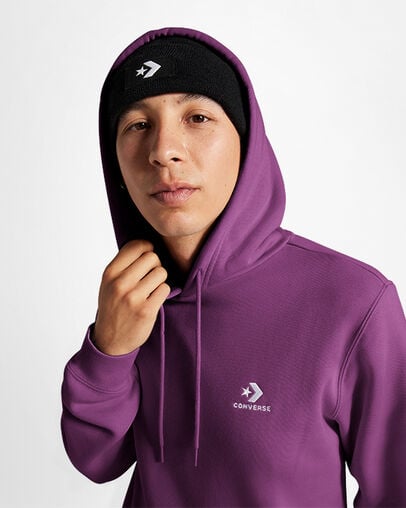 Converse Go-To Embroidered Star Chevron Standard-Fit Fleece Women Hoodie Purple USA | C-84972609