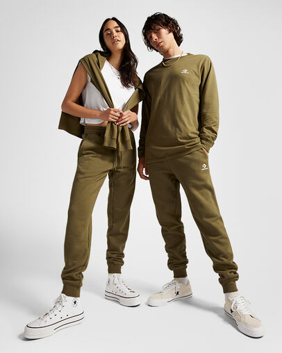 Converse Go-To Embroidered Star Chevron Standard-Fit Women Sweatpants Olive USA | C-15708369