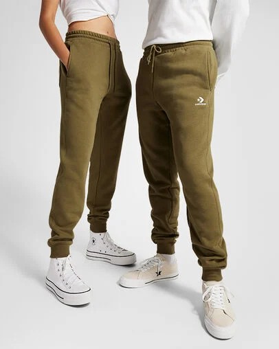 Converse Go-To Embroidered Star Chevron Standard-Fit Women Sweatpants Olive USA | C-15708369