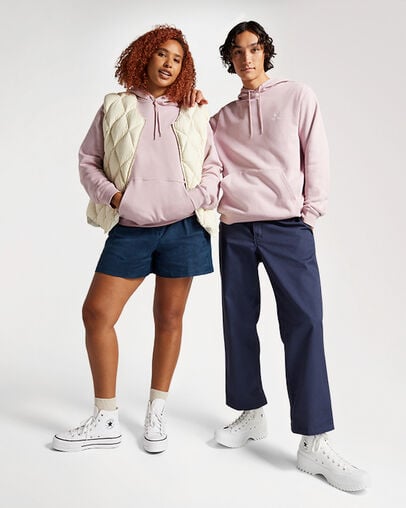 Converse Go-To Embroidered Star Chevron Standard-Fit Fleece Women Hoodie Purple USA | C-76052499