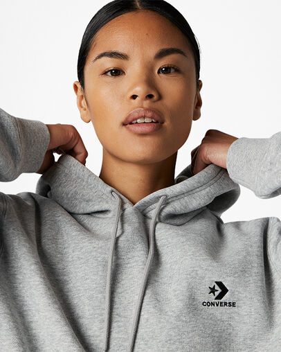 Converse Go-To Embroidered Star Chevron Standard-Fit Fleece Men Hoodie Grey USA | C-90217549