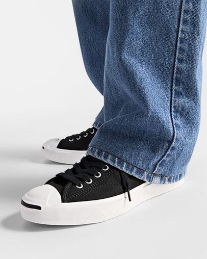 Converse Jack Purcell Women Canvas Shoes Black / White USA | C-03541969