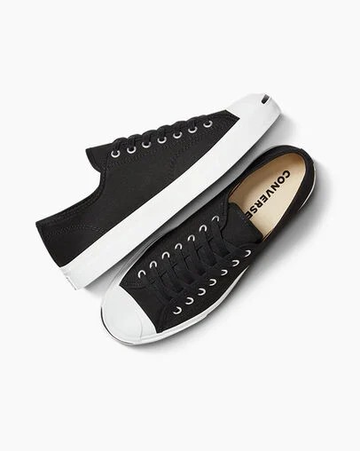 Converse Jack Purcell Women Canvas Shoes Black / White USA | C-19736859