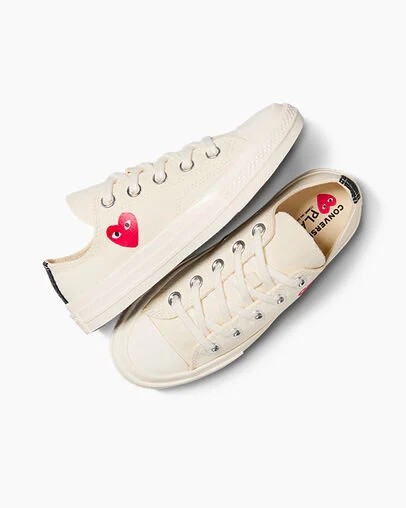 Converse PLAY Comme des Garçons Single Heart Chuck 70 Kids' Sneakers White / Red / Black USA | C-75493269