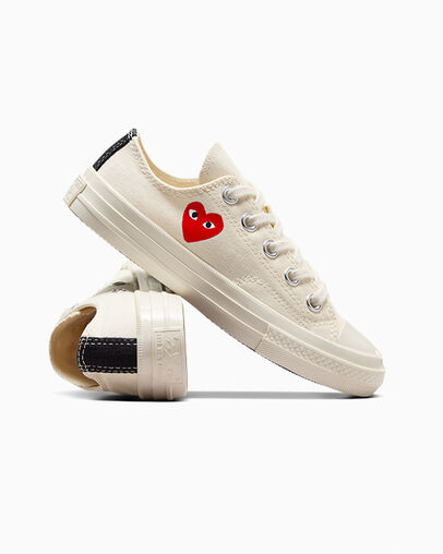 Converse PLAY Comme des Garçons Single Heart Chuck 70 Kids' Sneakers White / Red / Black USA | C-75493269