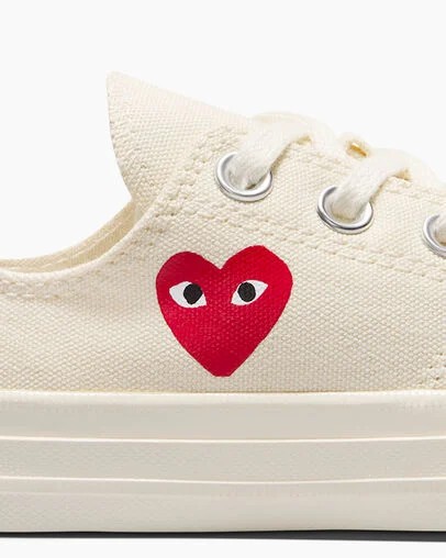 Converse PLAY Comme des Garçons Single Heart Chuck 70 Kids' Sneakers White / Red / Black USA | C-75493269
