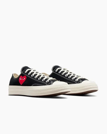 Converse PLAY Comme des Garçons Single Heart Chuck 70 Men Sneakers Black / Red USA | C-36142879